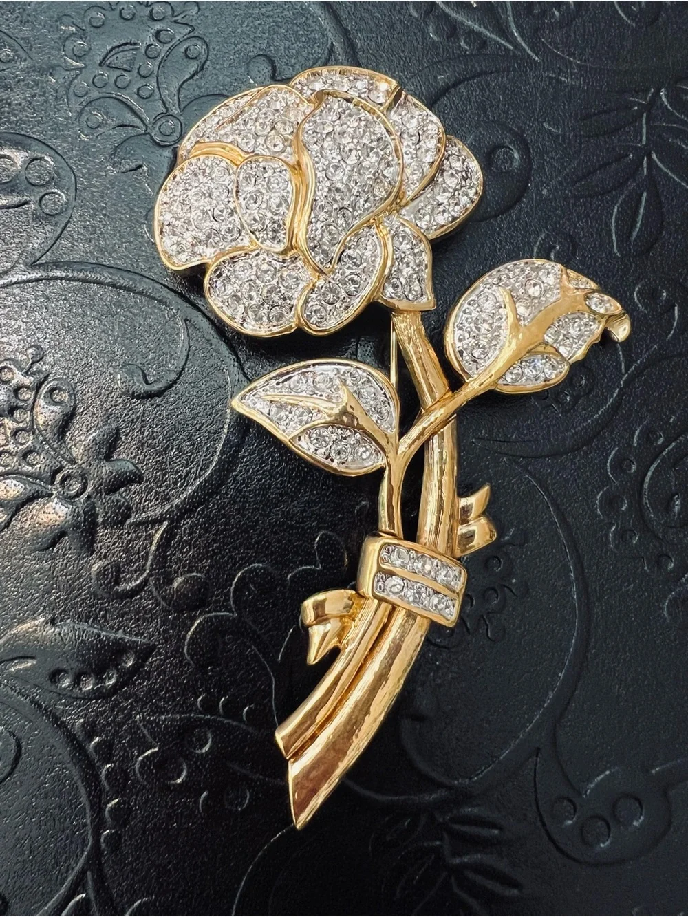 Nolan Miller Glamour Collection Gold Tone Rose Brooch VTG